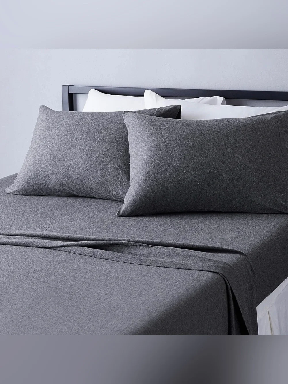 Amazon Basics King 4 Piece 100% Cotton Jersey Sheet Set Dark Gray